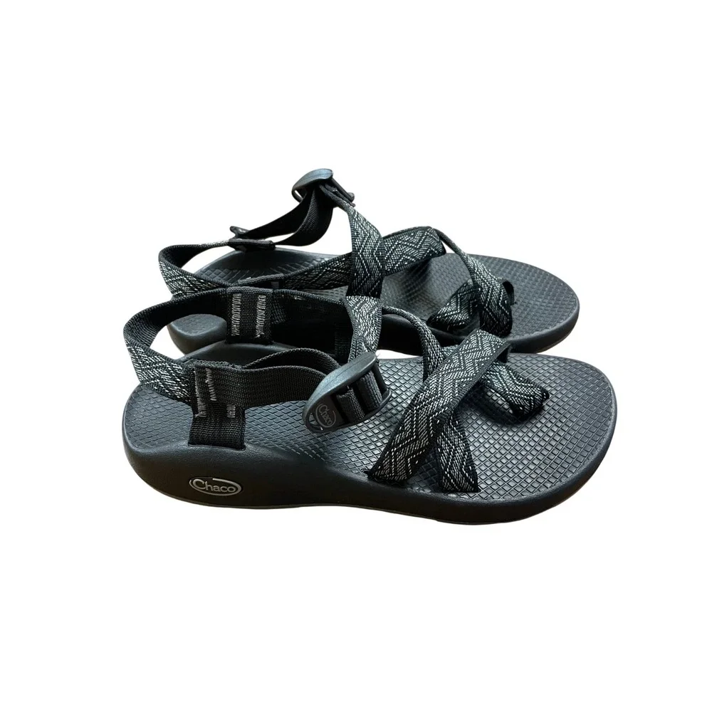 Chaco Z/Cloud 2 Sandals Women 9 Black White Strappy Toe Loop Hiking Gorpcore